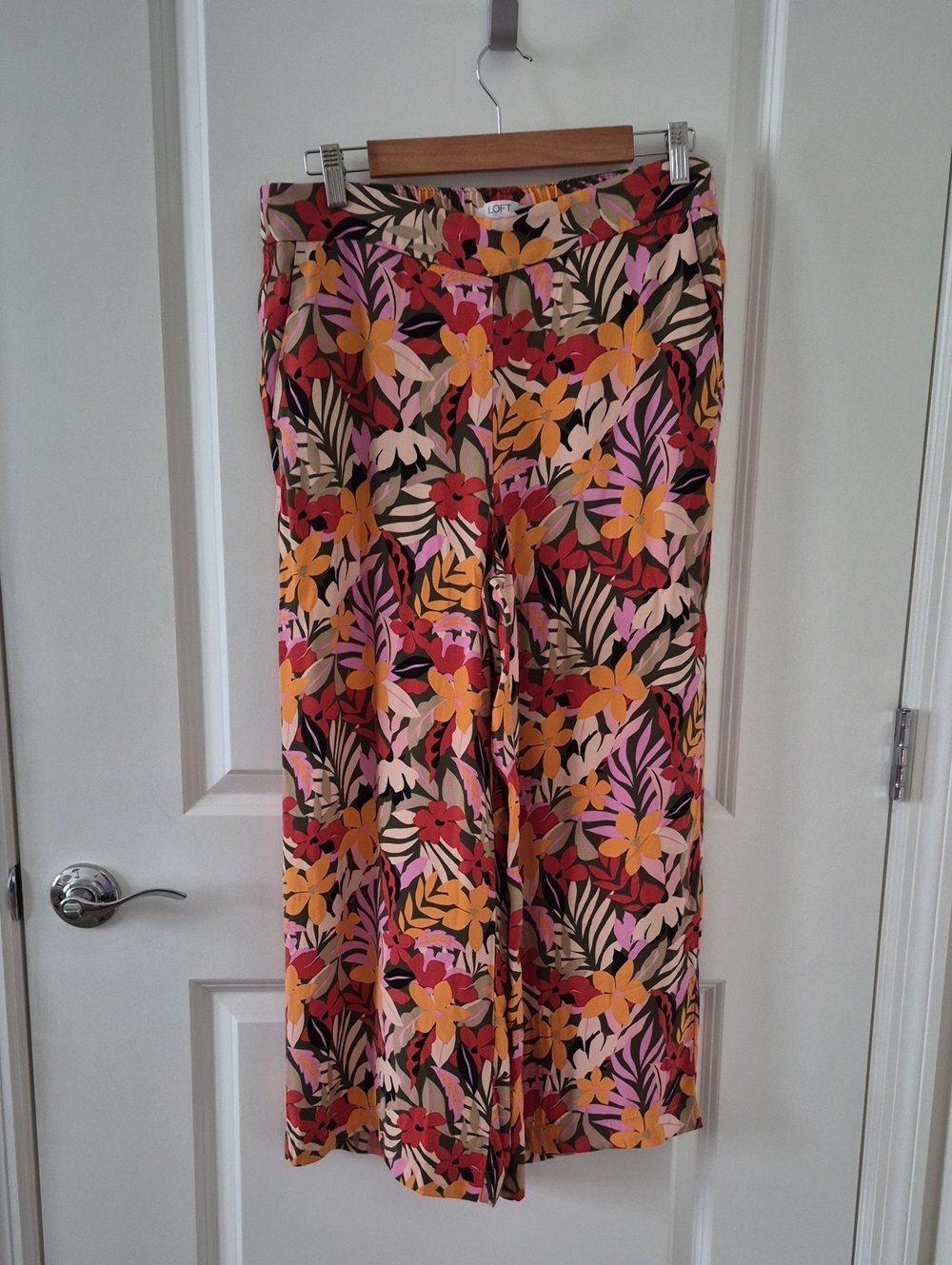 LOFT Floral Wide-Leg Pants in Yellow, Pink & Red